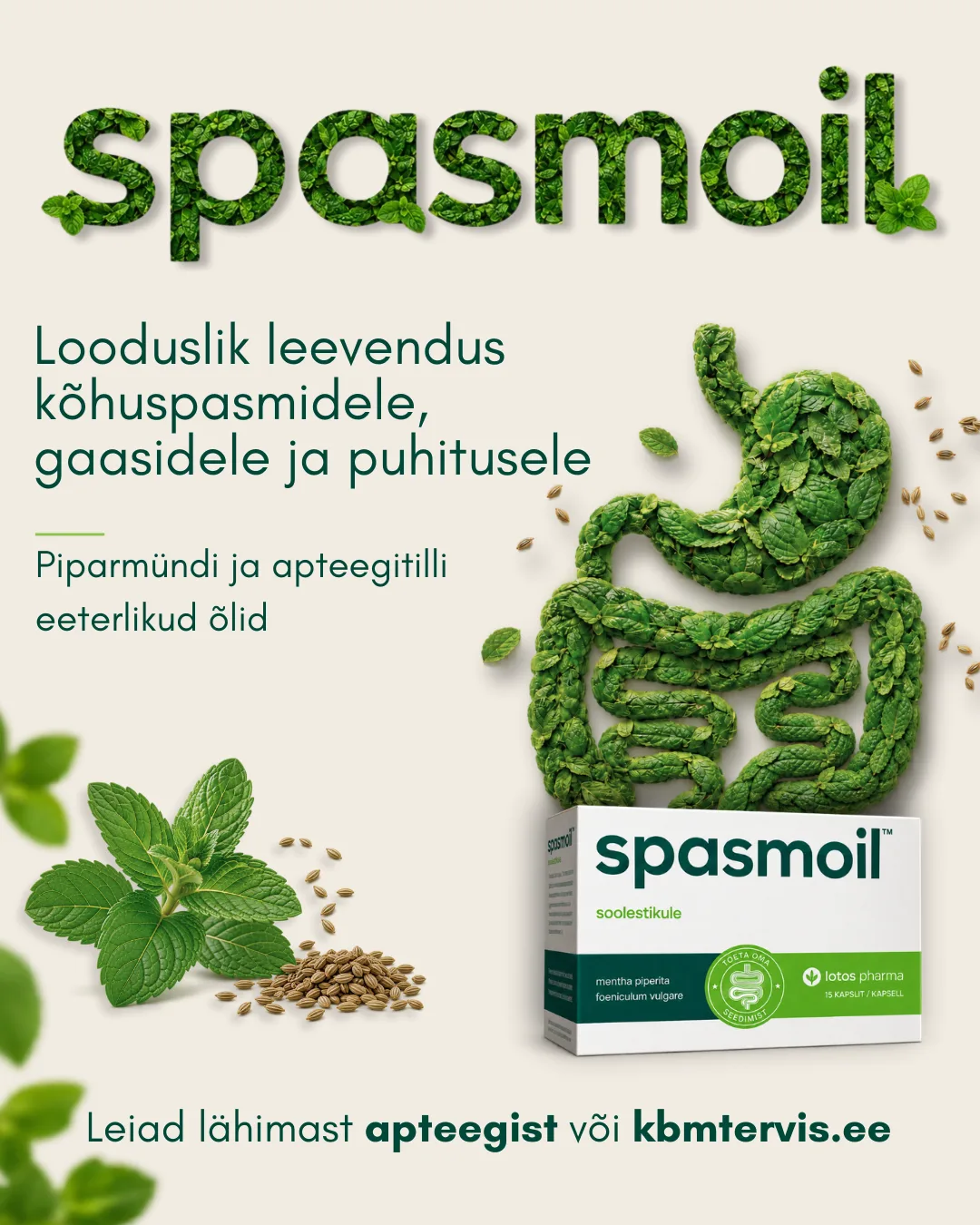 Kõhugaasid, puhitused, spasmid Spasmoil